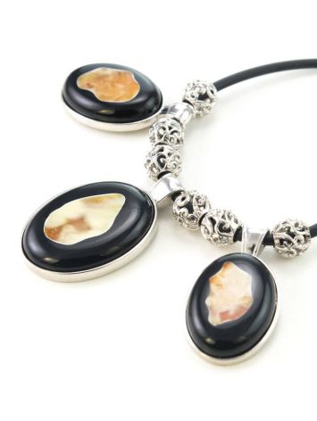 Multicolor Amber Necklace In Sterling Silver The Panther, image , picture 6
