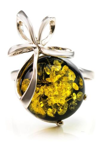 Green Amber Ring In Sterling Silver The Paradise, Ring Size: 12 / 21.5, image , picture 4