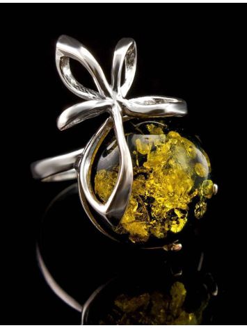 Green Amber Ring In Sterling Silver The Paradise, Ring Size: 13 / 22, image , picture 3