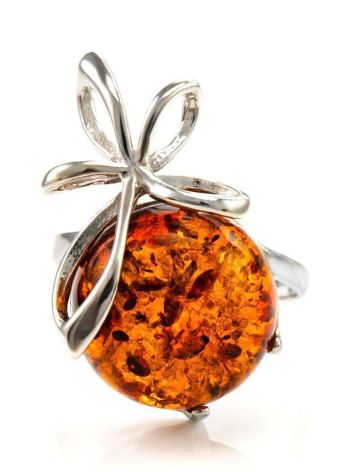 Delicate Amber Ring In Sterling Silver The Paradise, Ring Size: 13 / 22, image , picture 4