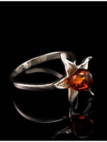 Wonderful Silver Ring With Cognac Amber The Persimmon, Ring Size: 13 / 22, image , picture 6