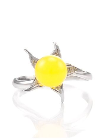 Cute Silver Ring With Honey Amber The Persimmon, Ring Size: 11.5 / 21, image , picture 4