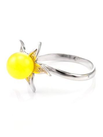 Cute Silver Ring With Honey Amber The Persimmon, Ring Size: 11.5 / 21, image , picture 5