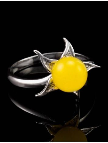 Cute Silver Ring With Honey Amber The Persimmon, Ring Size: 11.5 / 21, image , picture 3