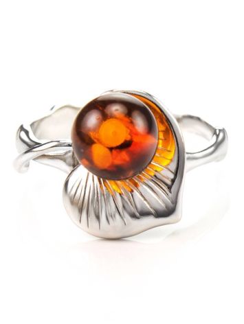 Sterling Silver Ring With Cognac Amber The Kalina, Ring Size: 13 / 22, image , picture 4