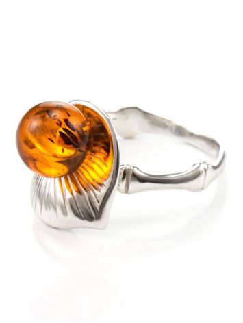 Sterling Silver Ring With Cognac Amber The Kalina, Ring Size: 13 / 22, image , picture 5
