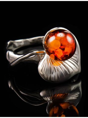 Sterling Silver Ring With Cognac Amber The Kalina, Ring Size: 13 / 22, image , picture 2