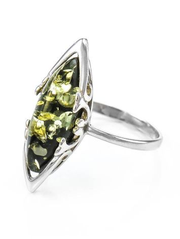 Sterling Silver Ring With Green Amber The Ballade, Ring Size: 6 / 16.5, image , picture 4