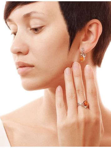 Bright Amber Ring In Sterling Silver The Swan, Ring Size: 13 / 22, image , picture 2
