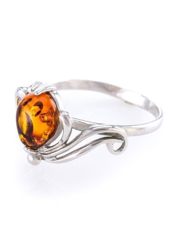 Bright Amber Ring In Sterling Silver The Swan, Ring Size: 13 / 22, image , picture 4