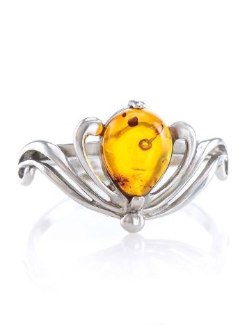 Bright Amber Ring In Sterling Silver The Swan, Ring Size: 13 / 22, image , picture 3