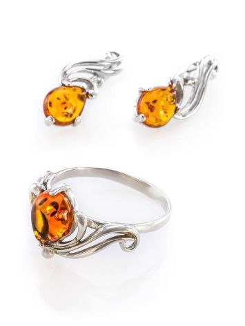 Bright Amber Ring In Sterling Silver The Swan, Ring Size: 13 / 22, image , picture 5