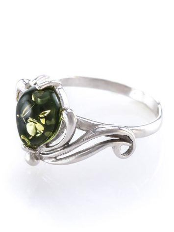 Green Amber Ring In Sterling Silver The Swan, Ring Size: 12 / 21.5, image , picture 2