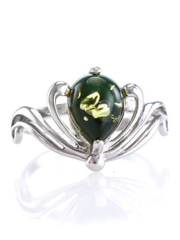 Green Amber Ring In Sterling Silver The Swan, Ring Size: 13 / 22, image , picture 4