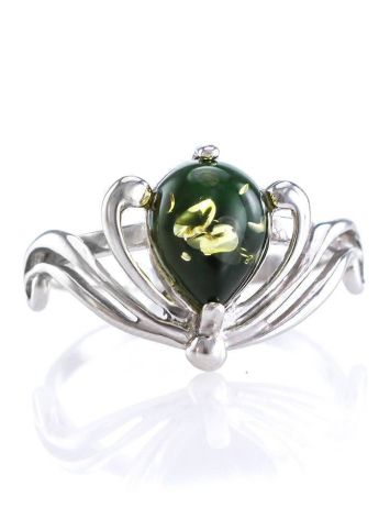 Green Amber Ring In Sterling Silver The Swan, Ring Size: 12 / 21.5, image , picture 4
