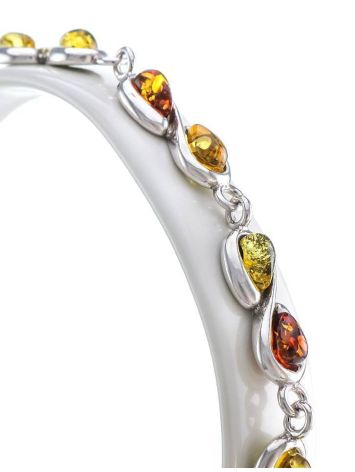 Silver Link Bracelet With Multicolor Amber, image , picture 2