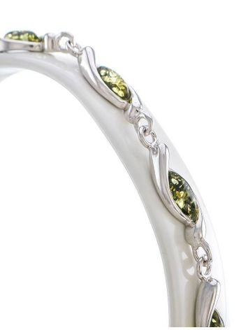 Green Amber Bracelet In Sterling Silver The Liana, image , picture 2