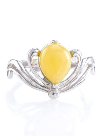 Classy Amber Ring In Sterling Silver The Swan, Ring Size: 13 / 22, image , picture 2