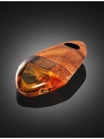 Unisex Wooden Pendant With Lemon Amber The Indonesia, image , picture 2