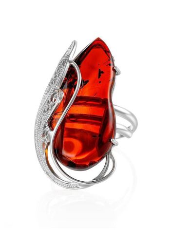 Fabulous Adjustable Amber Ring In Sterling Silver The Dew, Ring Size: Adjustable, image , picture 3