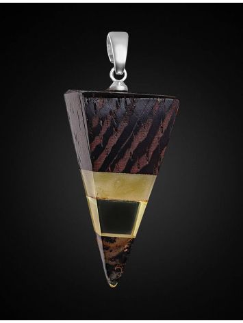 Triangle Wenge Wood Pendant With Honey Amber The Indonesia, image , picture 2