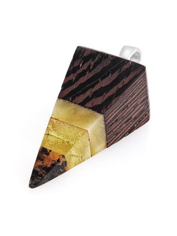 Triangle Wenge Wood Pendant With Honey Amber The Indonesia, image , picture 3