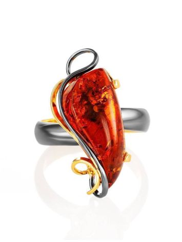 Adjustable Amber Ring In Gold Plated Silver The Rialto, Ring Size: Adjustable, image , picture 3