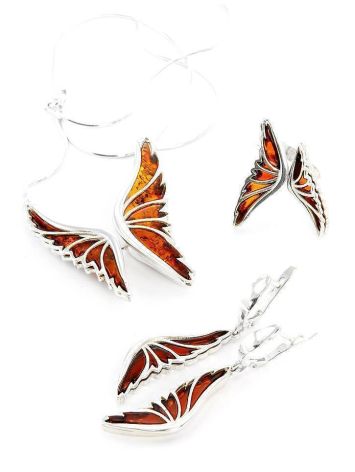 Amber Butterfly Necklace In Sterling Silver The April, image , picture 4