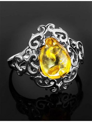 20's Style Amber Ring In Sterling Silver The Luxor, Ring Size: 11 / 20.5, image , picture 2