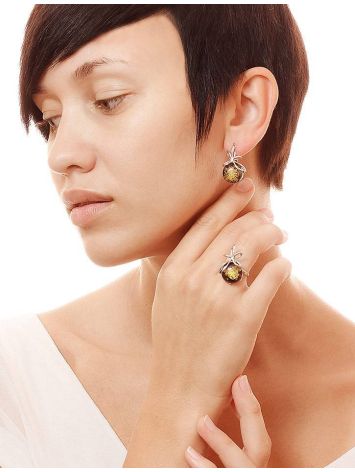 Green Amber Ring In Sterling Silver The Paradise, Ring Size: 13 / 22, image , picture 2