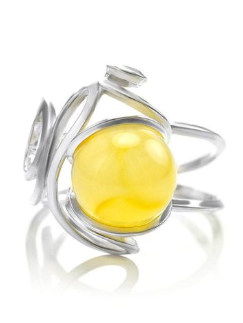 Round Cut Amber Ring In Sterling Silver The Flamenco, Ring Size: Adjustable, image , picture 3