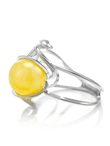 Round Cut Amber Ring In Sterling Silver The Flamenco, Ring Size: Adjustable, image , picture 4