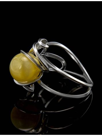 Round Cut Amber Ring In Sterling Silver The Flamenco, Ring Size: Adjustable, image , picture 5