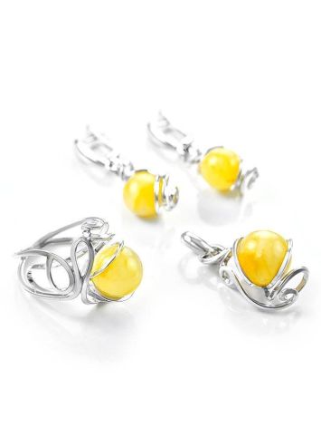 Round Cut Amber Ring In Sterling Silver The Flamenco, Ring Size: Adjustable, image , picture 6