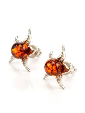 Delicate Amber Studs In Sterling Silver The Persimmon, image , picture 4