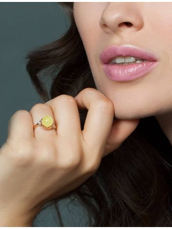 Gorgeous Amber Ring In Gold With Diamonds The Goddess, Ring Size: 5.5 / 16, image , picture 4