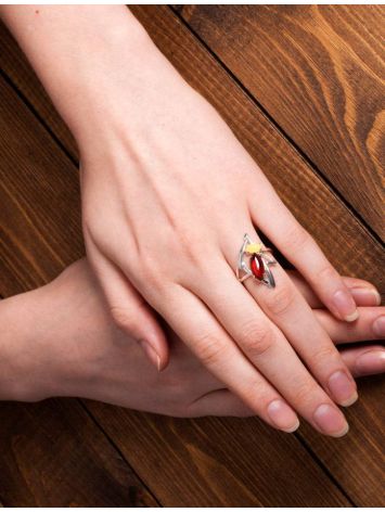 Bold Cocktail Ring With Cognac Amber The Pegasus, Ring Size: 9.5 / 19.5, image , picture 5