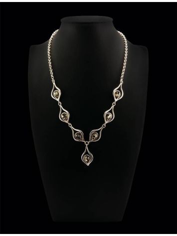 Green Amber Necklace In Sterling Silver The Fiori, image , picture 2