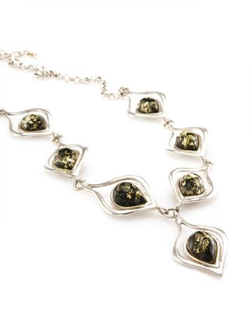 Green Amber Necklace In Sterling Silver The Fiori, image , picture 4