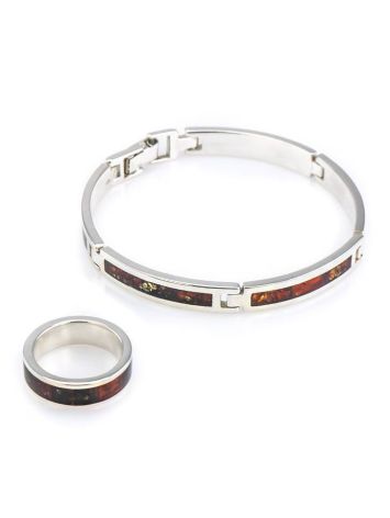 Minimalistic Silver Ring With Cherry Amber The London, Ring Size: 6.5 / 17, image , picture 5