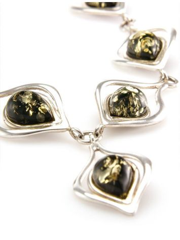 Green Amber Necklace In Sterling Silver The Fiori, image , picture 3