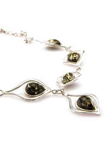 Green Amber Necklace In Sterling Silver The Fiori, image , picture 5