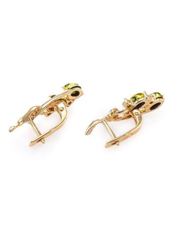 Gold-Plated Amber Earrings With Crystals The Verbena, image , picture 5