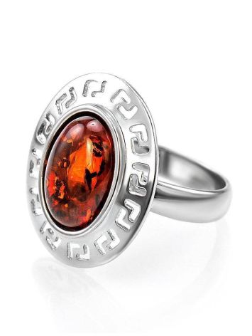 Adjustable Silver Ring With Cherry Amber The Ellas, Ring Size: Adjustable, image , picture 3