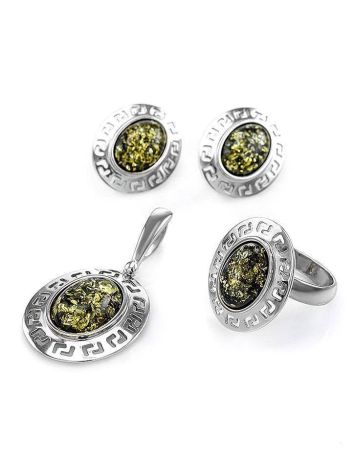 Adjustable Silver Ring With Green Amber The Ellas, Ring Size: Adjustable, image , picture 5
