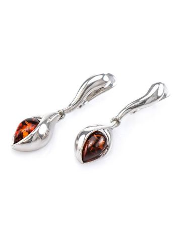 Cognac Amber Earrings In Sterling Silver The Peony, image , picture 4