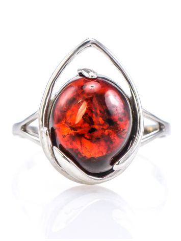 Sterling Silver Ring With Luminous Cherry Amber The Selena, Ring Size: 4 / 15, image , picture 2