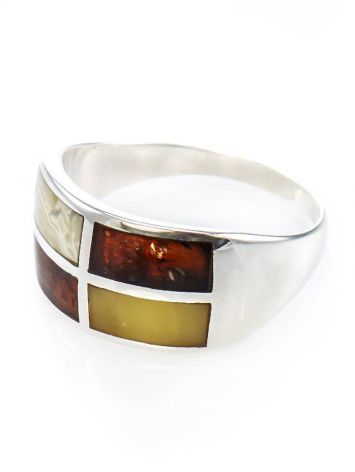 Multicolor Amber Ring In Sterling Silver The London, Ring Size: 8.5 / 18.5, image , picture 3