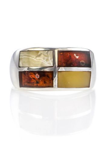 Multicolor Amber Ring In Sterling Silver The London, Ring Size: 8.5 / 18.5, image , picture 2