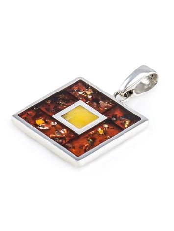 Square Amber Pendant In Sterling Silver The London, image , picture 3